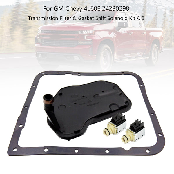 1993-UP GM Chevy 4L60E Transmission Filter & Gasket Shift Solenoid Kit A B 24230298