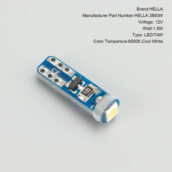 10X für HELLA LED Retrofit 2721W Wedge T5 12V 1W W2X4.6D 6000K Generisch