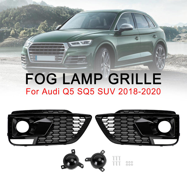 2018-20 RSQ5 Audi Q5 SQ5 SUV Black Front Honeycomb Fog Lamp Grilles Cover Generic