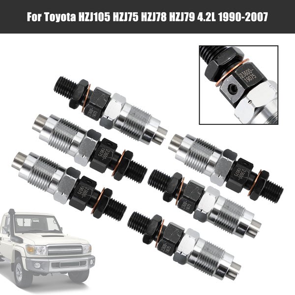 6PCS Fuel Injectors 23600-19075 Fit Toyota HZJ105 HZJ75 HZJ78 HZJ79 1990-2007 Generic