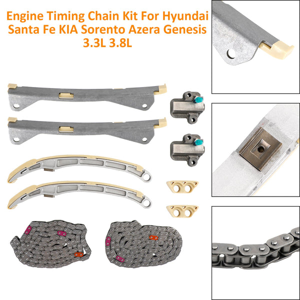 Engine Timing Chain Kit 24321-3L100 24410-3CGA3 For Hyundai Santa Fe KIA Sorento Azera Genesis 3.3L 3.8L Generic