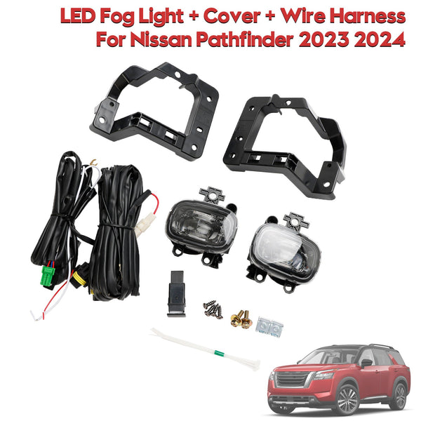 2023-2024 Nissan Pathfinder Front Bumper LED Fog Light + Cover +Wire Harness Generic