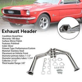 1964-1970 Ford Mustang 260/289/302/351W Manifold Header Tri-y Header Stainless Steel Generic