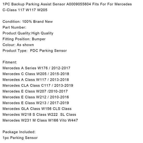 1Pc Backup Parking Assist Sensor A0009055604 Fits For Mercedes C-Class W117 W205 Generic