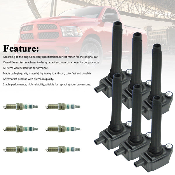 2011-2014 Dodge Avenger 3.6L V6 6PCS Zündspule + Zündkerze UF648 GN10616 36-8196 Generisch