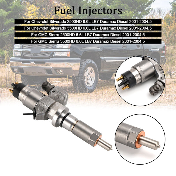 2001-2004.5 GMC Sierra 2500HD/3500HD 6.6L LB7 Duramax Diesel 1 pièce injecteur de carburant 0445120008 0986435502 97208074 générique