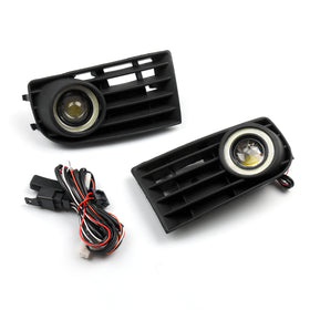 2Pcs Front Angel Eyes Fog Lights + Grille For VW Golf 5 MK5 Rabbit 2003-2009 Generic