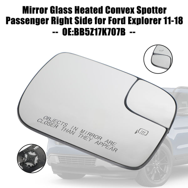 2011-2018 Ford Explorer Spegel Glas Uppvärmd Konvex Spotter Passagerare Höger sida BB5Z17K707B Generic