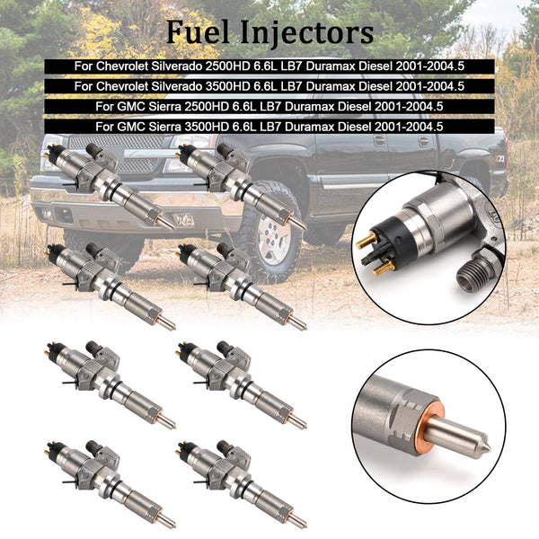 2001-2004.5 Chevy Silverado 2500HD/3500HD 6.6L LB7 Duramax Diesel 8PCS Fuel Injectors 0445120008 0986435502 97208074 Generic