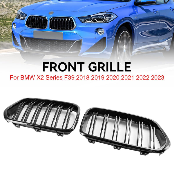 2018-2023 BMW X2 Series F39 Gloss Black Front Bumper Grill Grille 51712455246 51712455247 Generic