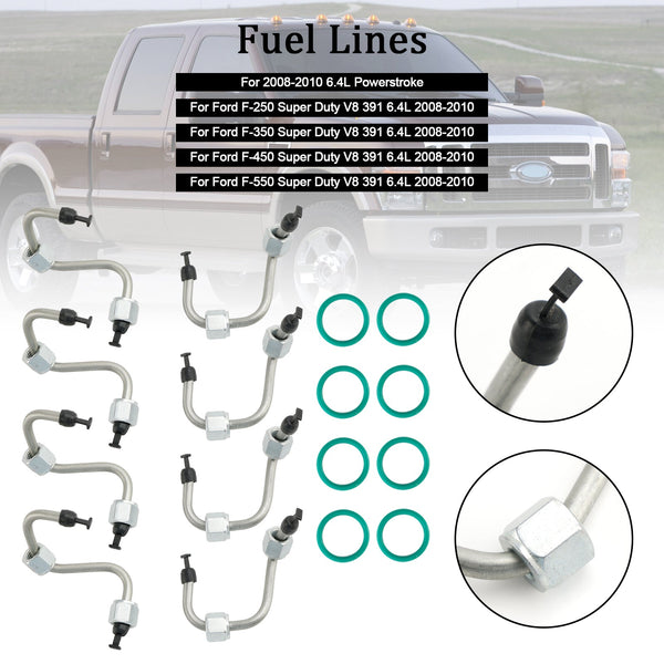 2008–2010 Ford F-250 F-350 F-450 F-550 Super Duty V8 391 6,4 l 8-teiliger Kraftstoffeinspritz-Einbausatz mit Einspritzleitung 8C3Z9229A Generisch