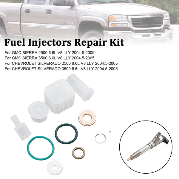 2004.5-2005 GMC SIERRA 2500/3500 6.6L V8 LLY 8PCS Kit de reparación de inyector de combustible 0445120027 0986435504 97303657 Genérico