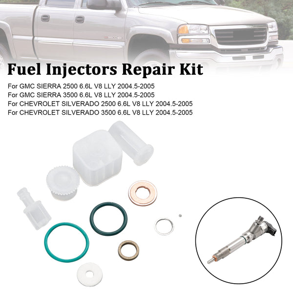 Kit de reparo de injetor de combustível, 8 peças, adequado para Chevy Fit GMC Duramax 6.6L 2004-2005 Diesel genérico