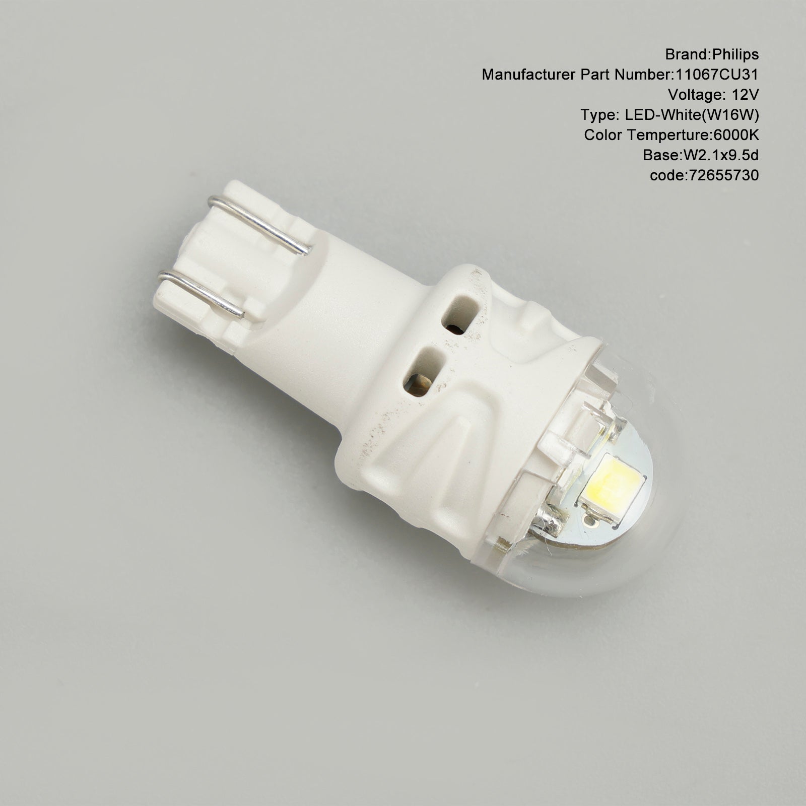 Til Philips 11067CU31B1 Ultinon Pro3100 LED-HVID W16W 6000K W2. 1x9,5d