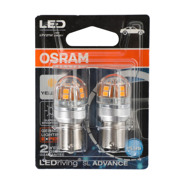 2x OSRAM 9456Y Car Auxiliary Bulbs LED PY21W 12V2.5W BAU15s Generic