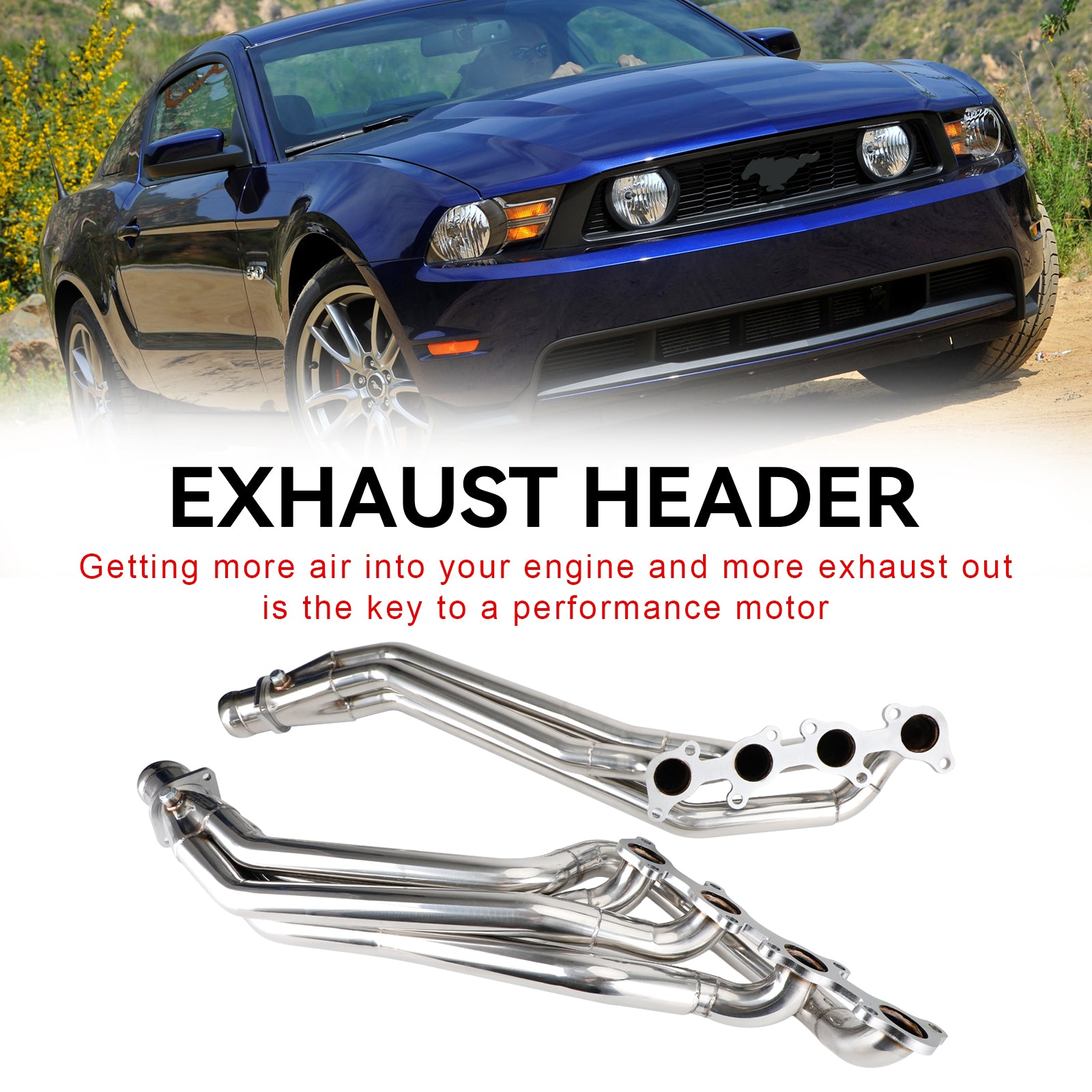 2011-2016 Ford Mustang GT 5.0L V8 2PCS Cabeçalho de escape em aço inoxidável