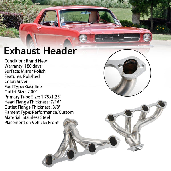 Collettori di scarico Hugger in acciaio inossidabile 1964-1973 Mustang 4.7L 289/ 5.0L 302 generici