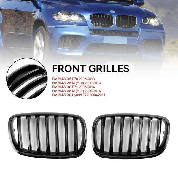 2009-2014 BMW X6 M (E71) Front Bumper Kidney Grille Grill Gloss Black 51137157687 51137305589 Generic