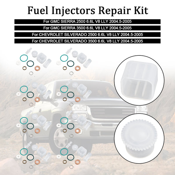 2004.5-2005 Chevy SILVERADO 2500/3500 6.6L V8 LLY 8PCS Kit de reparo de injetor de combustível 0445120027 0986435504 97303657 Genérico