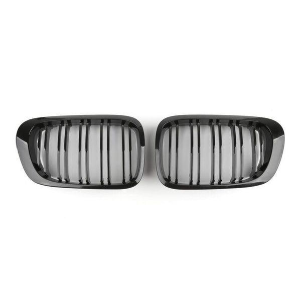 Double Line Front Hood Grille Grills Gloss Black For 1998-2001 BMW E46 2-Door Generic