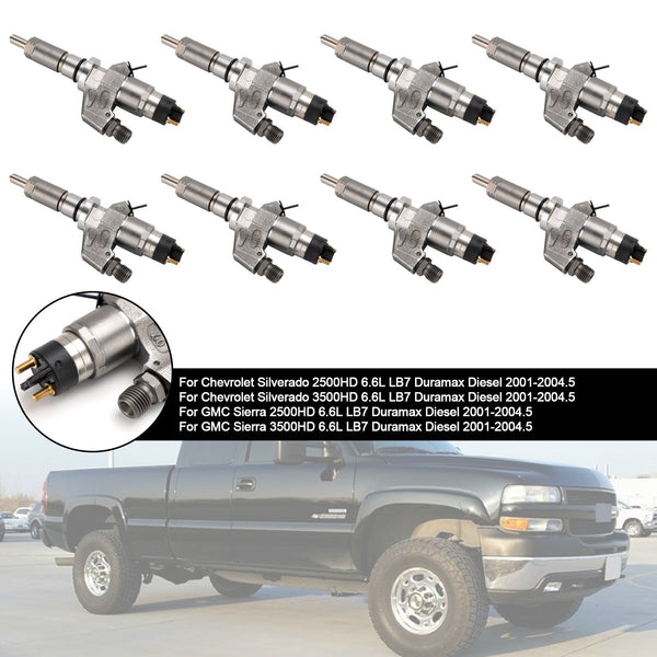 2001-2004.5 GMC Sierra 2500HD 3500HD 6.6L LB7 Duramax Diesel 8PCS Fuel Injectors 0445120008 0986435502 97208074 Generic