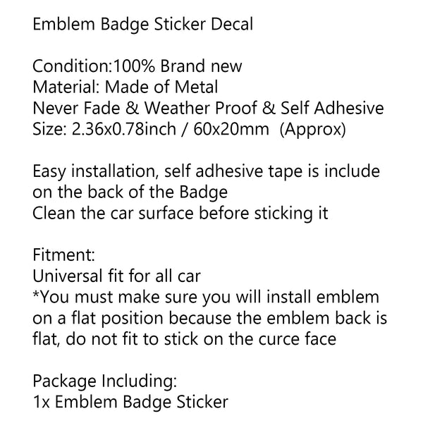 Infiniti Q50 QX70 2014 Black 3.7 Fender Side Boot Emblem Badge Decal Generic