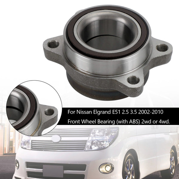 2002-2010 Nissan Elgrand E51 2.5 3.5 With ABS 2WD 4WD Front Wheel Bearing 40210-WL000 0282E51MF Generic