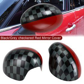 Cubierta de espejo rojo a cuadros negro/gris para MINI Cooper Hardtop F55 F56 Generic