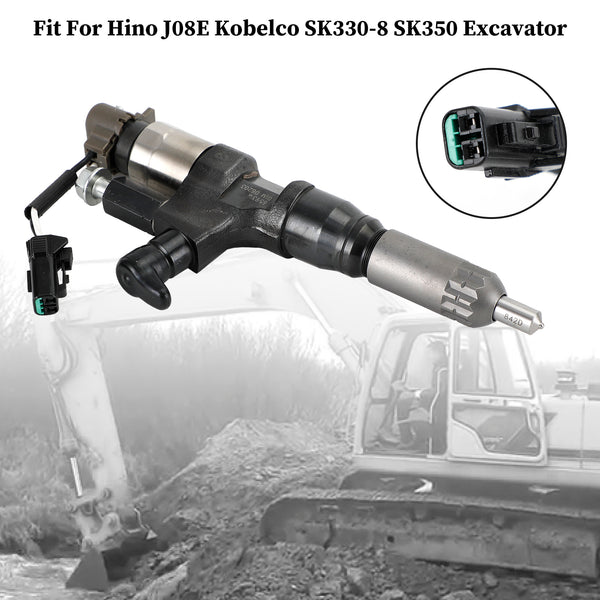 1 inyector de combustible 095000-6593 compatible con Hino J08E Kobelco 1984-2018 3,8 4,7 diésel genérico