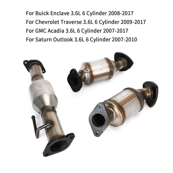 2007-2017 GMC Acadia 3.6L 6 Cylinder 3 Left Right Rear Catalytic Converter 16547 16548 16574 Generic