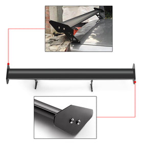 135cm Universal Hatch Adjustable Aluminum GT Rear Trunk Racing Spoiler Wing Black Generic