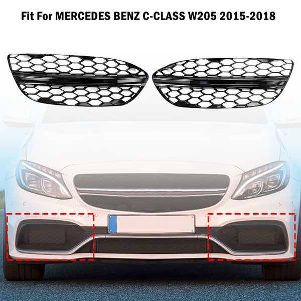 C-CLASS W205 2015-2018 Base Sedan Mesh Front Fog Light Cover 2058850723 2058851123 Generic