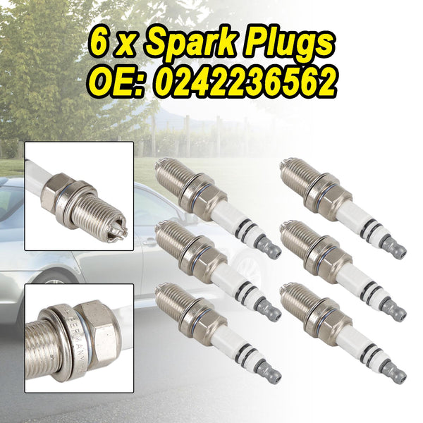 6PCS Spark Plugs 0242236562 101905601B 12129071003 4486923for BMW E36 E46 323i 325i 323i 328i 330i E39 Generic