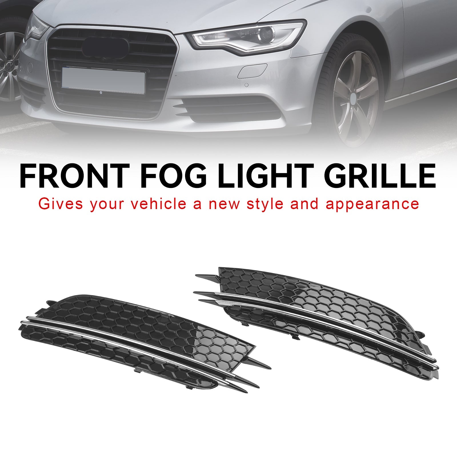2012-2015 Audi A6 4G C7 Sedan / Avant Standard Version 2PCS Front Fog Light Cover Bezel Grill Grille 7911070549
