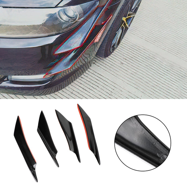 4 pezzi di pinne per paraurti anteriori universali per auto, splitter per corpo, spoiler, canard, nero lucido generico