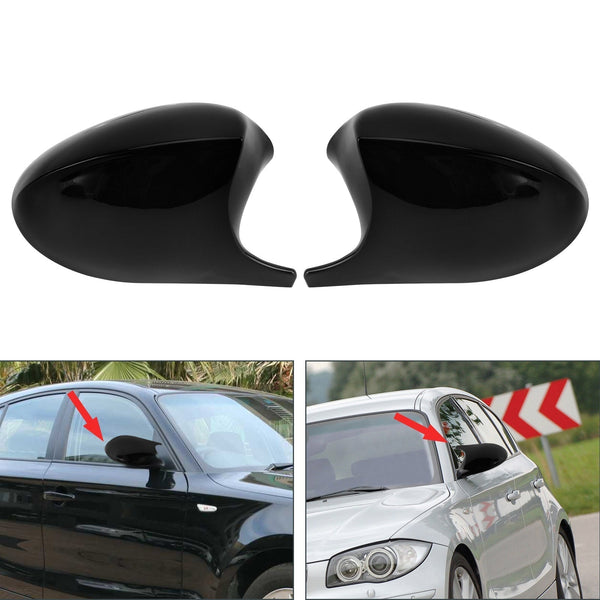 2007-2009 BMW E82 E88 Black Side Mirror Cover Caps 51167135097 51167135098