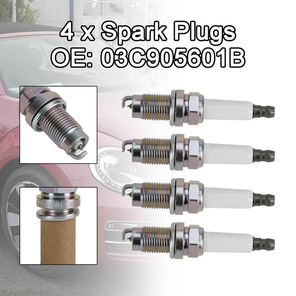 4CPS 0242240665 Spark Plugs 03C905601B 03F905600 101905626 for VW Golf Plus 5M 1.2 1.4 Generic