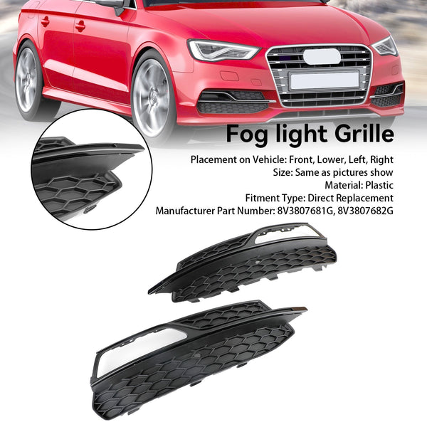 2013-2016 Audi A3 S-Line Lower Bumper Fog Light Cover Grill 8V3807681G 8V3807682G Generic
