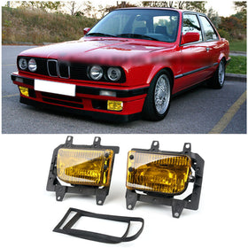 Kit de lentes de plástico para faróis de neblina dianteiro amarelo para BMW E30 3-Series Sedan 1985-1993 genérico