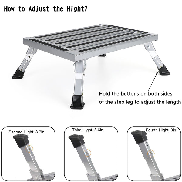 Plate-forme pliante en aluminium, tabouret de camping-car, remorque, échelle de travail, Portable générique