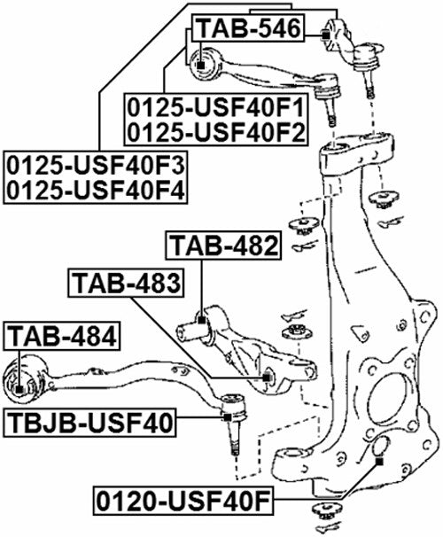 07–16 Lexus LS460 2WD 4x2 RWD 2X vorderes unteres Achsschenkel-Spindel-Kugelgelenk 43201-59045 0120-USF40F Generisch
