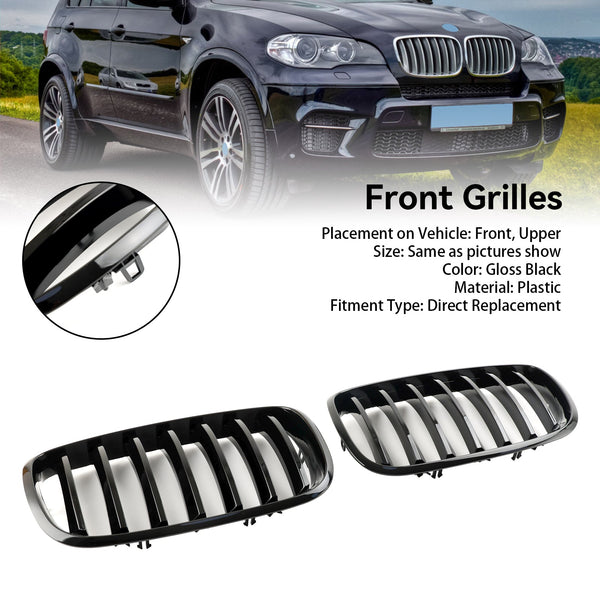 2009-2013 BMW X5 M (E70) Front Bumper Kidney Grille Grill Gloss Black 51137157687 51137305589 Generic