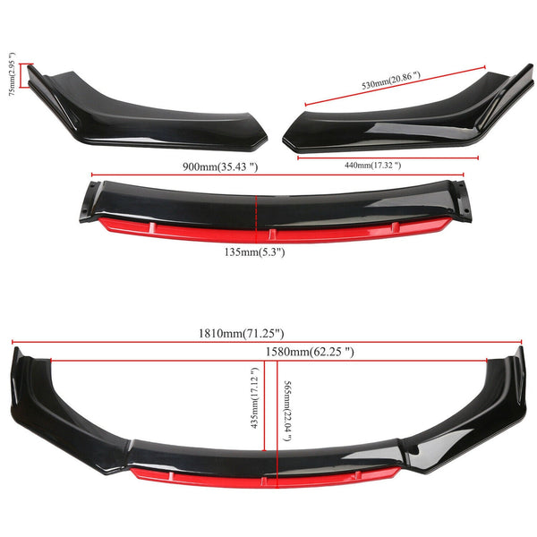 BMW G30 G31 5 SERIES All Models 4PCS Universal Car Front Bumper Lip Body Kit Splitter Spoiler Diffuser Protector