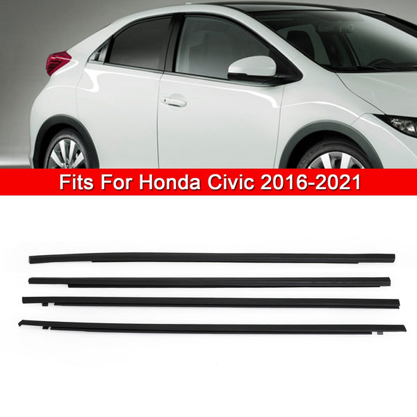 Honda Civic 2016-2021 4PCS Weatherstrip Window Moulding Trim Seal Belt Generic
