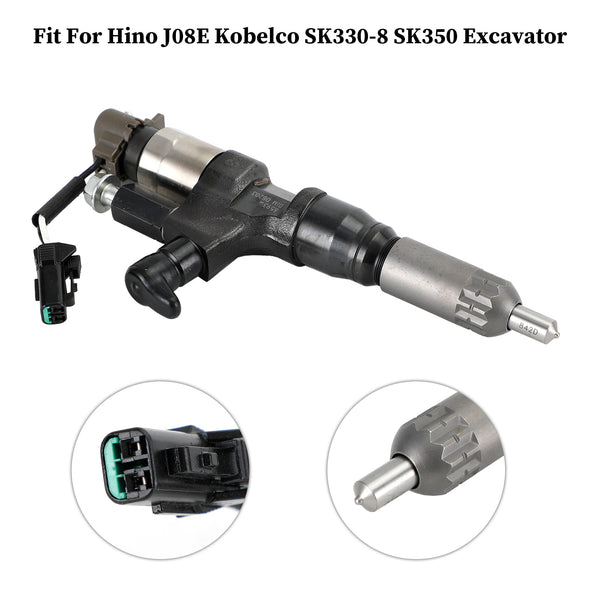 1 inyector de combustible 095000-6593 compatible con Hino J08E Kobelco 1984-2018 3,8 4,7 diésel genérico