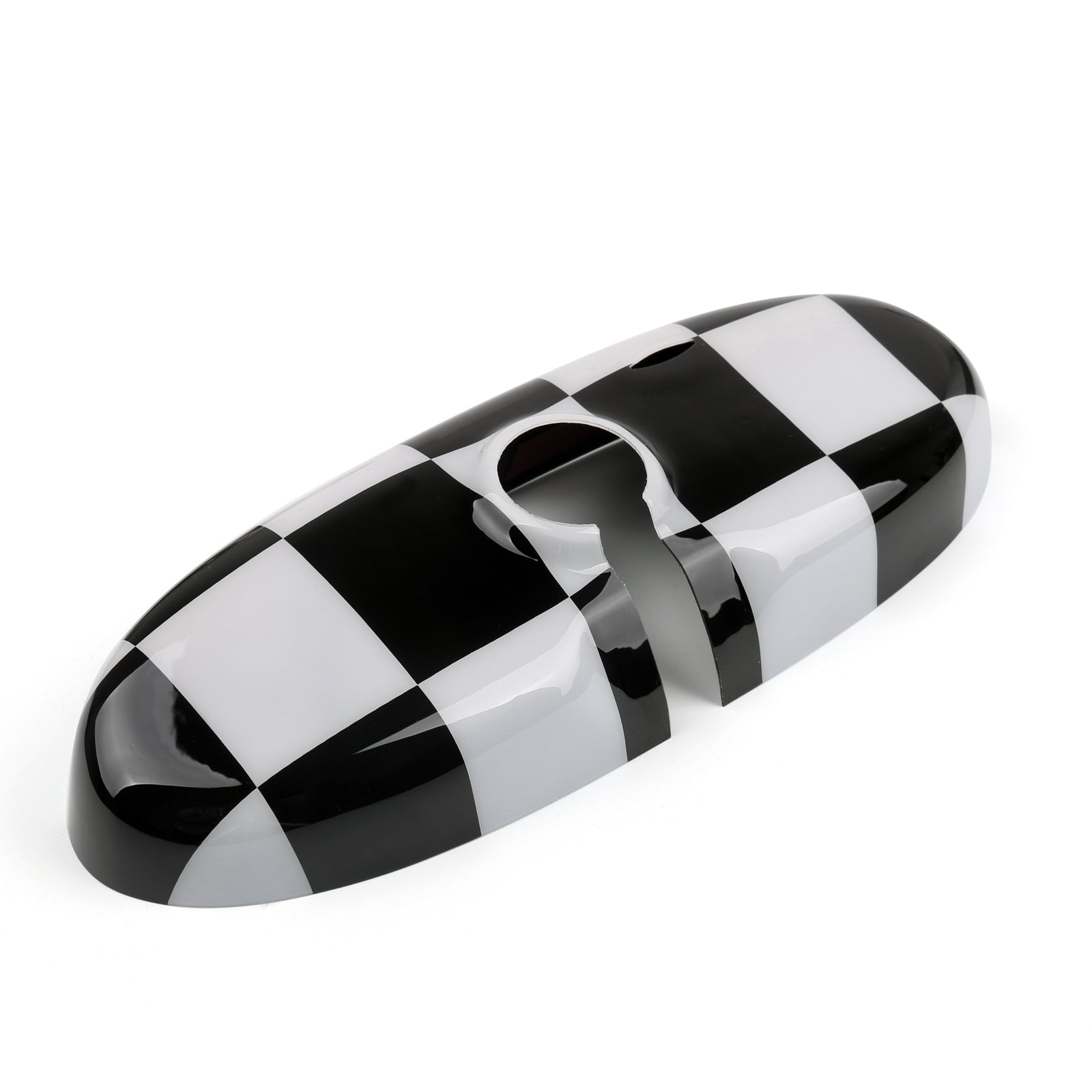 Capa para espelho retrovisor com padrão xadrez preto BMW MINI Cooper R55 R56