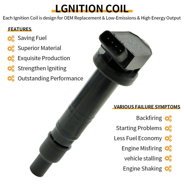 2009-2012 Toyota Matrix 2.4L l4 6x Ignition Coils +Spark Plugs UF495 UF334 90919-02248 Generic
