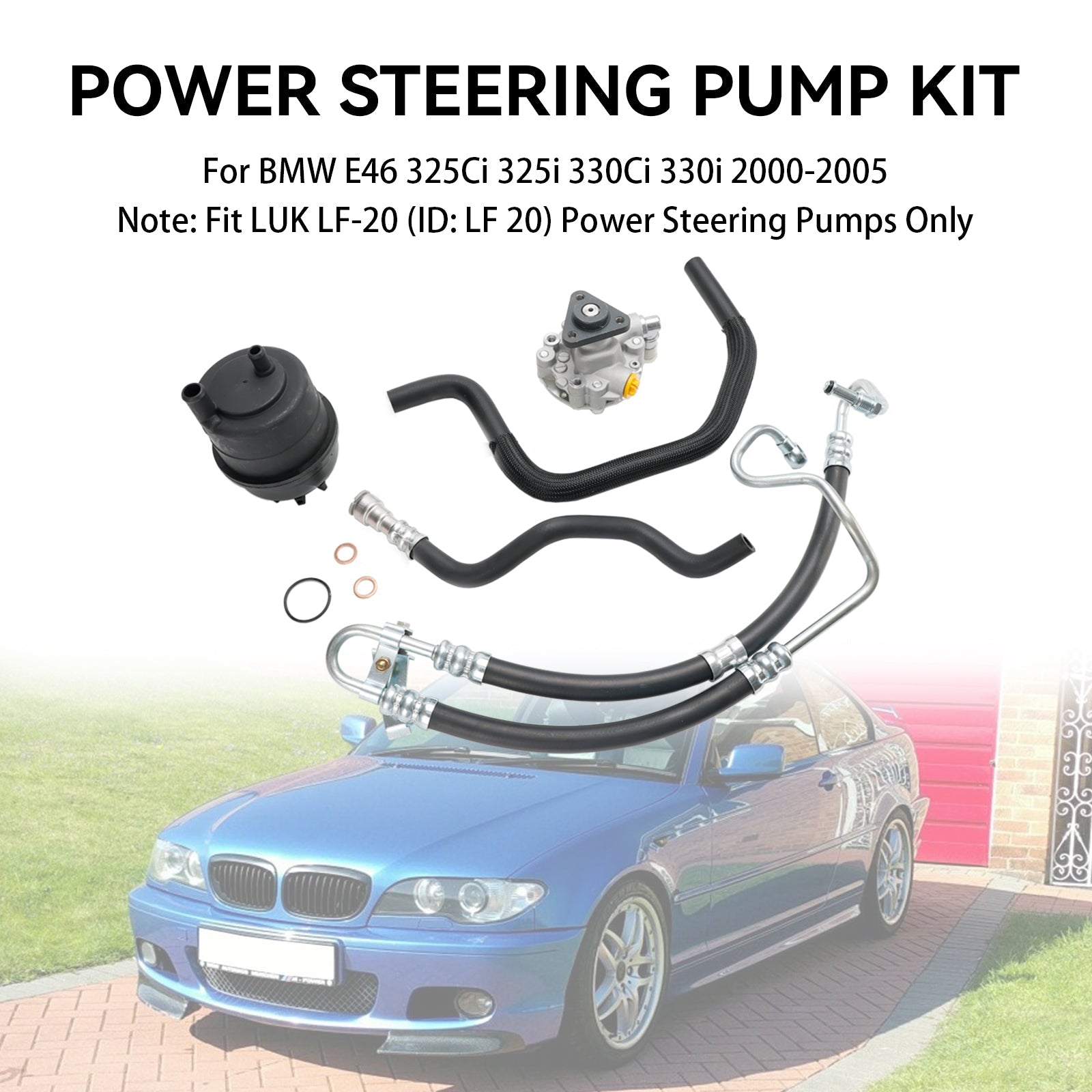 2000-2005 BMW E46 325Ci 325i 330Ci 330i Servostyrningspumpsats 553-58945 32416760036 32416750423