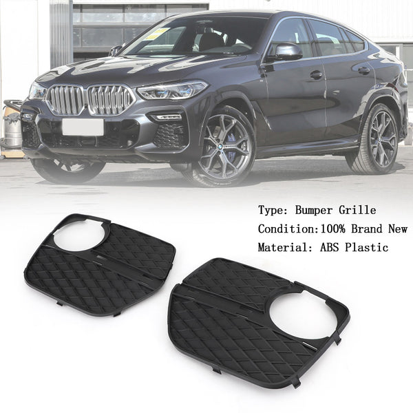2x Front Bumper Closed Grid Fog Light Grille Left & Right Fit BMW X6 2012-2014 Generic