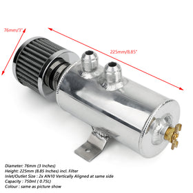 Aluminium-Motorölauffangbehälter mit Luftleitblech, 2 x AN10 Twin-Port-Entlüftungsfilter, silberfarben, generisch